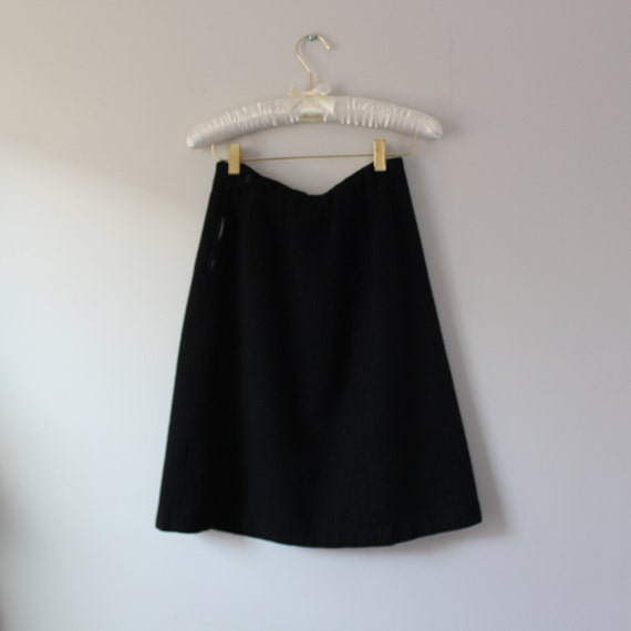 1950s Black Wool Skirt | Size S 25 Inch Waist | M… - image 1