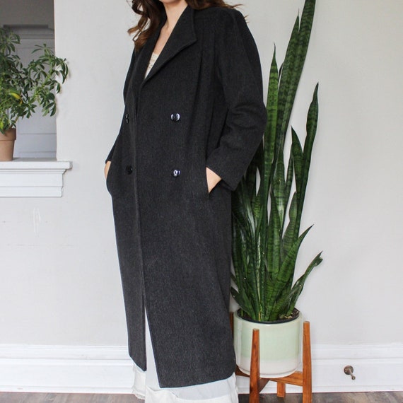 Vintage Charcoal Overcoat | Grey and Black Fall C… - image 4