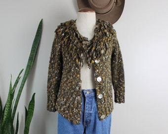 Y2K Vintage Fuzzy Knit Cardigan | Size M | Knitted Sweater Button Down Rudy Rd. Vintage Clothing Size Medium