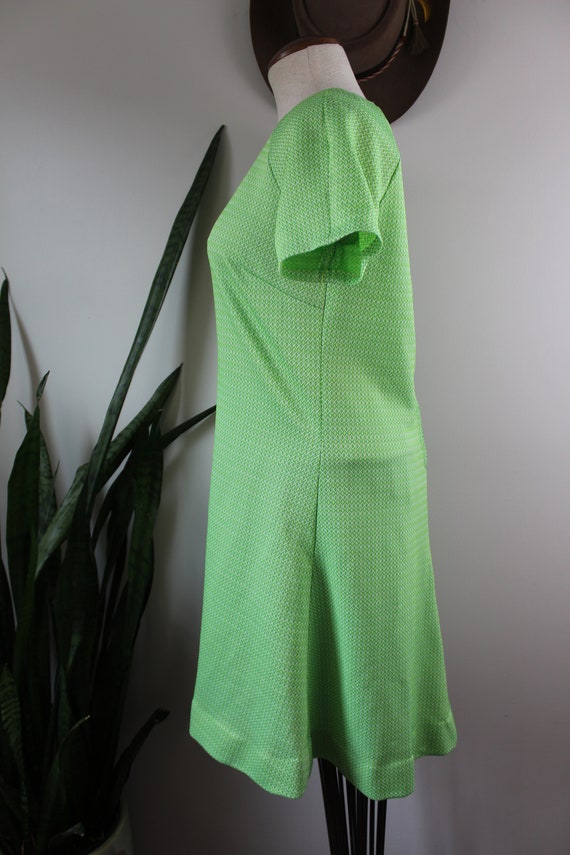 Vintage 70s Dress | Size L | Lime Green Home Sewn… - image 6