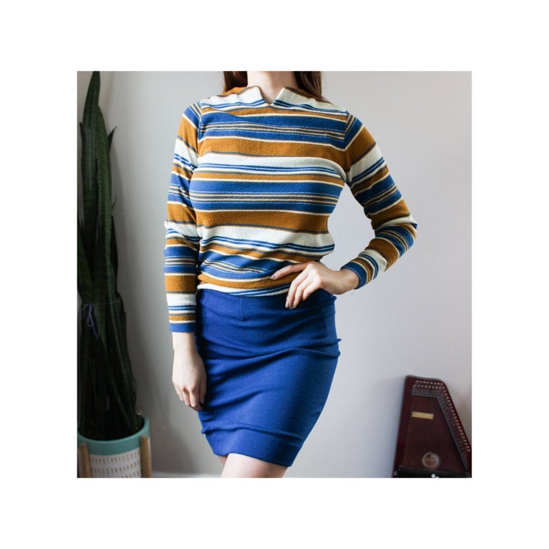 Vintage DEVON 70s Striped Set Vintage 1970s Two Piece Set Stripes Knit Classic Retro 70s Size Medium M/L Large image 1