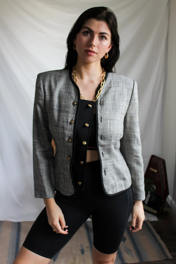 80s B & W Blazer | Vintage 1980s Blazer | Black a… - image 2