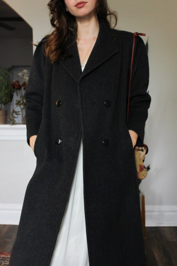 Vintage Charcoal Overcoat | Grey and Black Fall C… - image 2