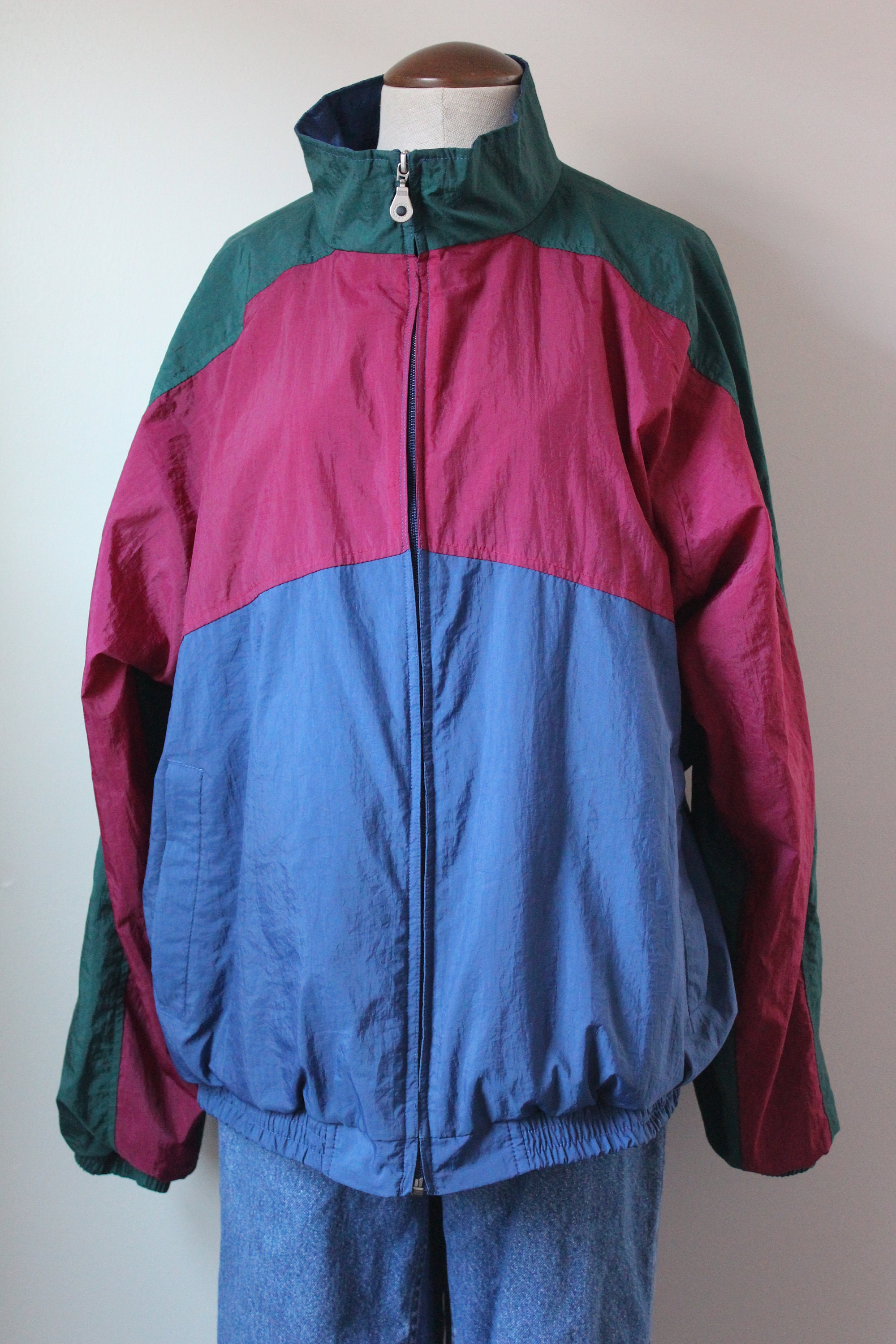 90s Striped Windbreaker Size XL Lands 