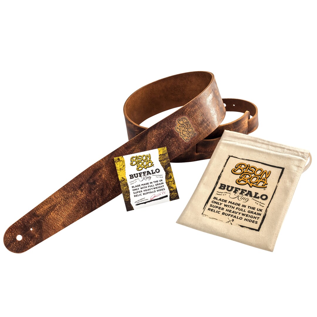 Relic Buffalo Leather Guitar Strap the Buffalo King by Bison Boa Blade