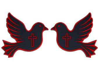 Dove Emblem, Religious Christian Badge Sticker Decal for Car, Truck, SUV 2pc Red
