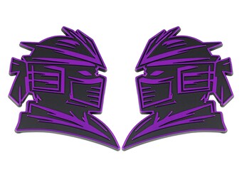 Samurai Emblem, Purple 3D Badge Decal Accessory for Truck, SUV, Auto Exterior, 2pc