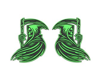 Emblema Grim Reaper, accessorio adesivo 3D verde per camion, SUV, esterno auto, 2 pezzi