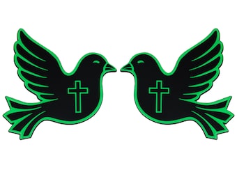 Dove Emblem, Religious Christian Badge Sticker Decal for Car, Truck, SUV 2pc Green