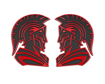 Spartaans embleem, rode 3D-badgesticker accessoire voor vrachtwagen, SUV, auto exterieur, 2 st