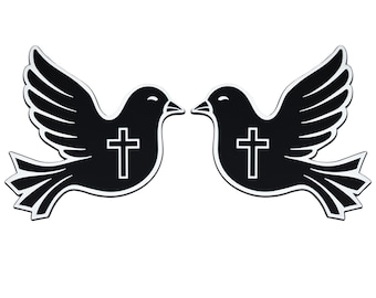 Dove Emblem, Religious Christian Badge Sticker Decal for Car, Truck, SUV 2pc White