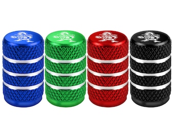 Duck Tire Valve Stem Caps - Car, Truck, SUV 4x4 4pc Black Blue Green Red