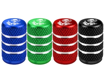 Alien Tire Valve Stem Caps for Car, Truck, SUV 4pc Black Blue Green Red