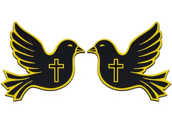 Dove Emblem, Religious Christian Badge Sticker Decal for Car, Truck, SUV 2pc Yellow