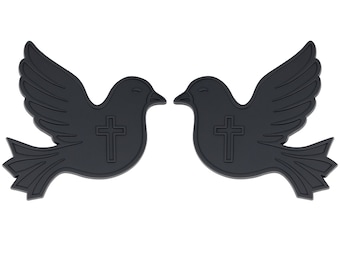 Dove Emblem, Religious Christian Badge Sticker Decal for Car, Truck, SUV 2pc Matte Black