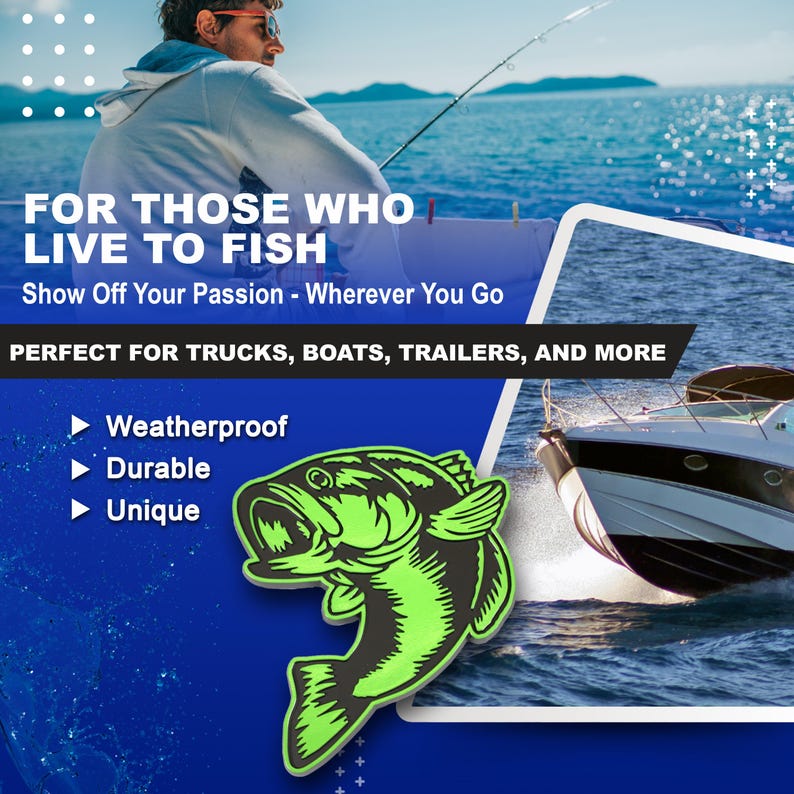 Bass Emblem, Fish Badge 3D Decal Sticker Accessories for Car, Truck ...