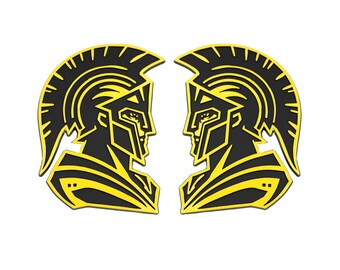 Spartan Emblem, Yellow 3D Badge Decal Accessory for Truck, SUV, Auto Exterior, 2pc