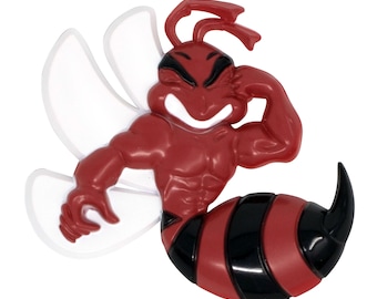 Angry Bee Car Emblem: 3D Custom Badge, Weatherproof Decal