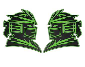 Samurai Emblem, Green 3D Badge Decal Accessory for Truck, SUV, Auto Exterior, 2pc