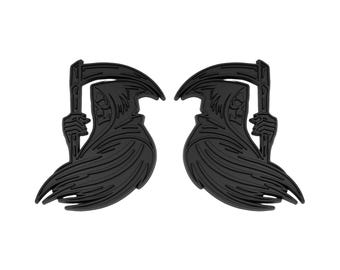 Red Star Pro | Matte Black Grim Reaper Emblem, 3D Car Accessories Badge Set of 2, Custom Hood, Trunk, Fender Decal for Truck, SUV
