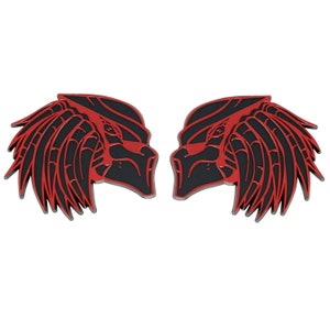 Red Star Pro | Red Predator Car Emblem Set, 3D Badge, Custom Auto Decal for Truck, SUV, Exterior Car Accessory, Universal Fit