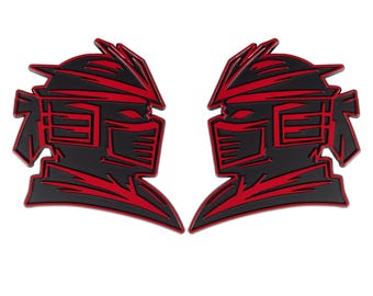 Samurai Emblem, Red 3D Badge Decal Accessory for Truck, SUV, Auto Exterior, 2pc