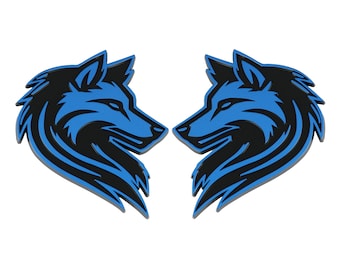 Wolfembleem, blauwe 3D-badgesticker accessoire voor vrachtwagen, SUV, auto exterieur, 2 st
