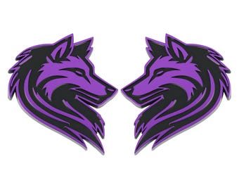 Wolfembleem, paarse 3D-badgesticker accessoire voor vrachtwagen, SUV, auto exterieur, 2 st