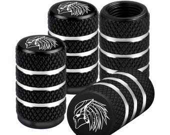 Predator Tire Valve Stem Caps, Universal Fit for Car, Truck, SUV - 4pc Set - Black