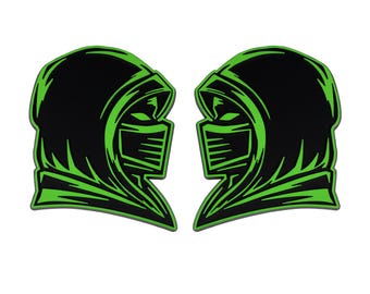 Ninja Emblem, Green 3D Badge Decal Accessory for Truck, SUV, Auto Exterior, 2pc