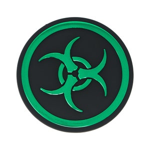 Biohazard Emblem Car Badge: Green 3D Decal, Weatherproof Exterior