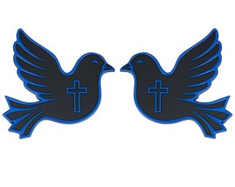 Dove Emblem, Religious Christian Badge Sticker Decal for Car, Truck, SUV 2pc Blue
