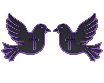Dove Emblem, Religious Christian Badge Sticker Decal for Car, Truck, SUV 2pc Purple