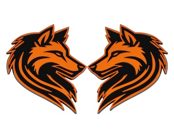Wolfembleem, oranje 3D-badgesticker accessoire voor vrachtwagen, SUV, auto exterieur, 2 st