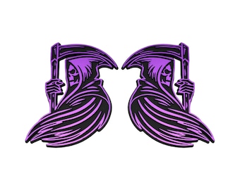 Red Star Pro | Purple Grim Reaper Emblem, 3D Reaper Badge, Custom Car Accessories, Set of 2, Truck, SUV, Performance