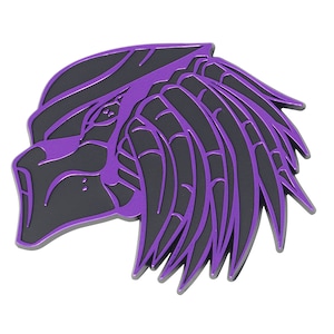 Red Star Pro | Purple Predator Emblem, 3D Car Badge, Custom Auto Decal, Fender & Trunk Sticker, Left Facing