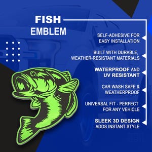 Bass Emblem, Fish Badge 3D Decal Sticker Accessories for Car, Truck ...