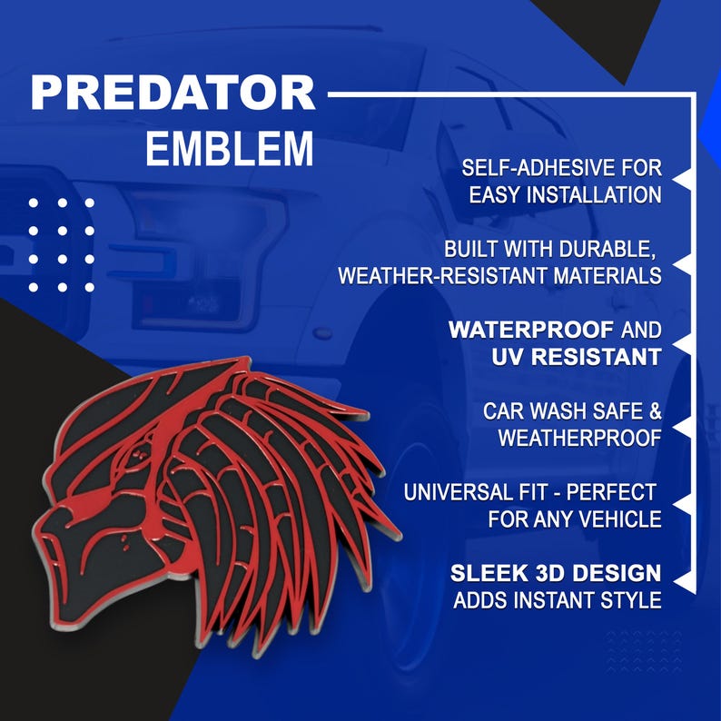 Predator Ribbon Red Predator Emblem: 3D Car Badge, Custom Auto Decal - Etsy