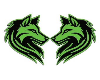 Wolfembleem, groen 3D-badgesticker accessoire voor vrachtwagen, SUV, auto exterieur, 2 st