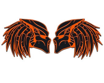 Predator Emblem, Orange 3D Badge Decal Accessories for Car, Truck, SUV, Auto, 2pc