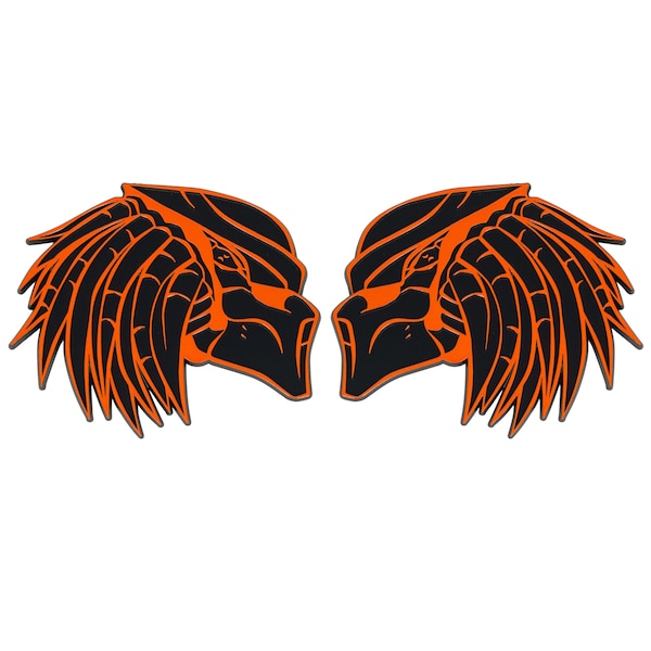 Predator Emblem, Orange 3D Badge Decal Accessories for Car, Truck, SUV, Auto, 2pc