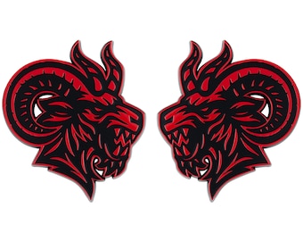 Angry Goat Emblem, Horned Beast Car Badge, Aggressive Automotive Exterior Accessory