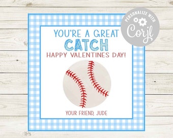 Vous êtes un grand CATCH ! Cartes de la Saint-Valentin / Étiquettes cadeaux / Baseball Valentine / Téléchargement instantané - imprimez depuis chez vous !