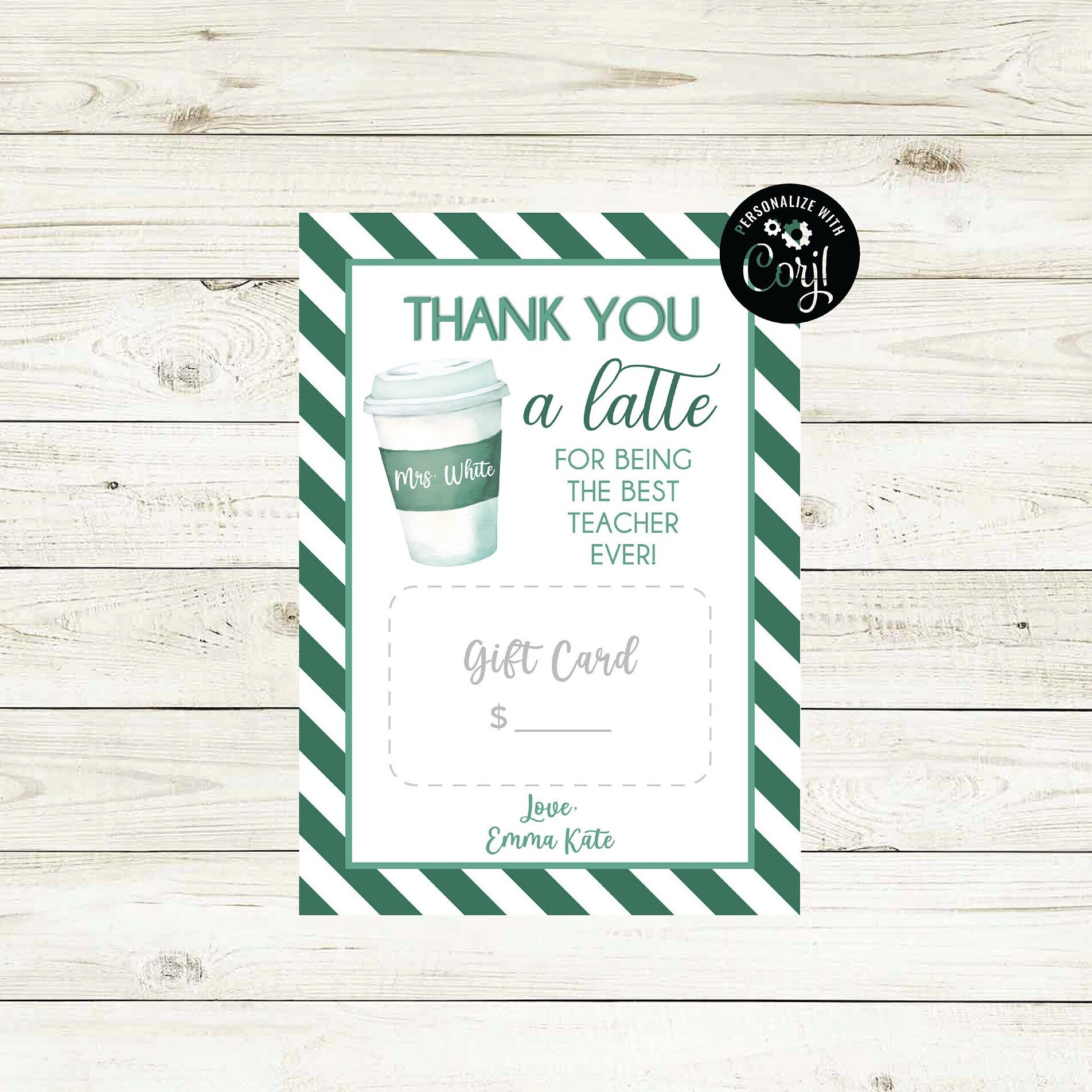 Thank You a Latte Coffee Gift Card Holder Starbucks Thank You Card ...