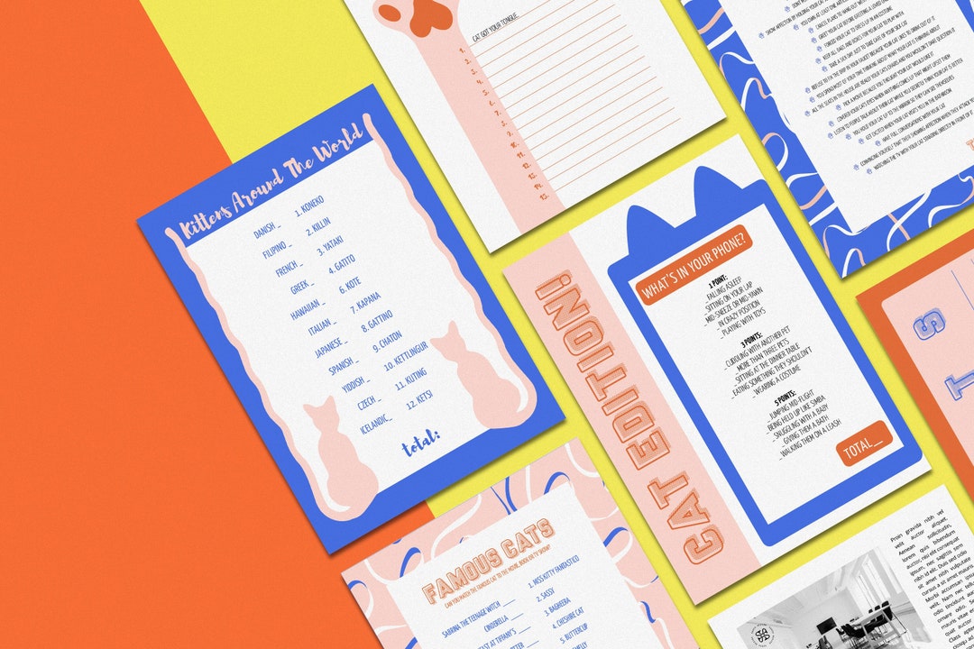 Printable Cat Games, Party for Cat Mom, Birthday Gift for Cat Lady, Cat