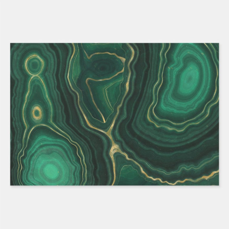 Christmas Wrapping Paper, Malachite Gift Wrap, Green & Gold Geode Paper Sheet, Marble Wrapping Paper, Luxury Holiday Set, Chrismukkah, Xmas image 5