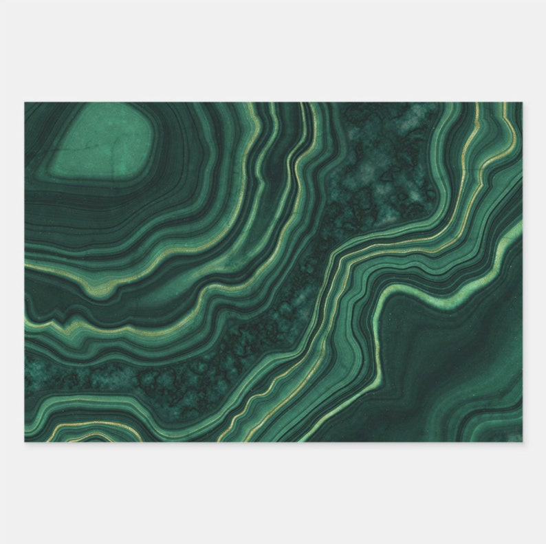 Christmas Wrapping Paper, Malachite Gift Wrap, Green & Gold Geode Paper Sheet, Marble Wrapping Paper, Luxury Holiday Set, Chrismukkah, Xmas image 7