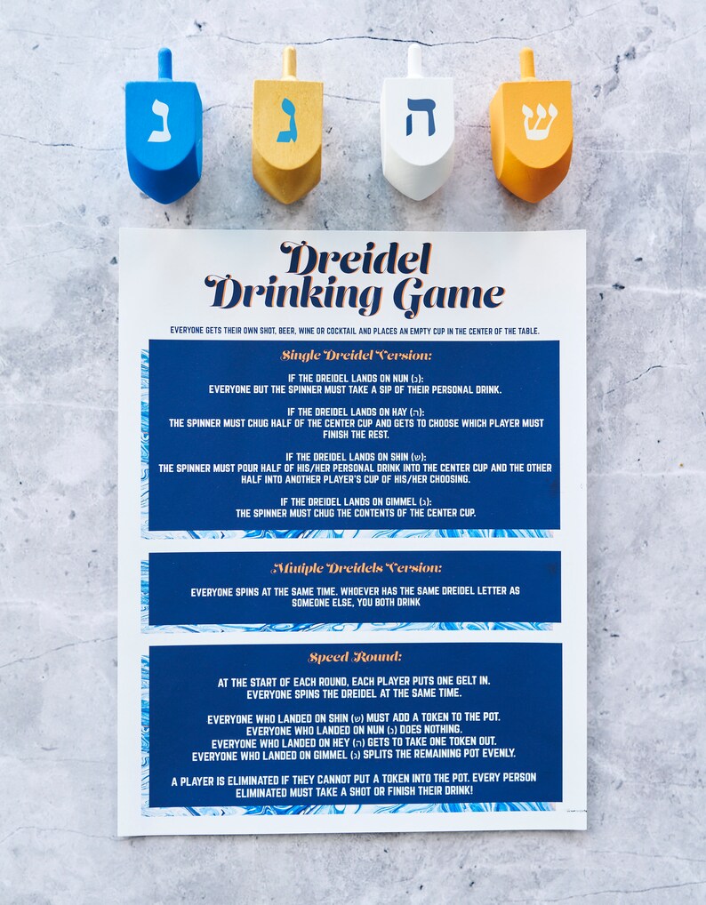 hanukkah game jewish printable adult holiday drinking game