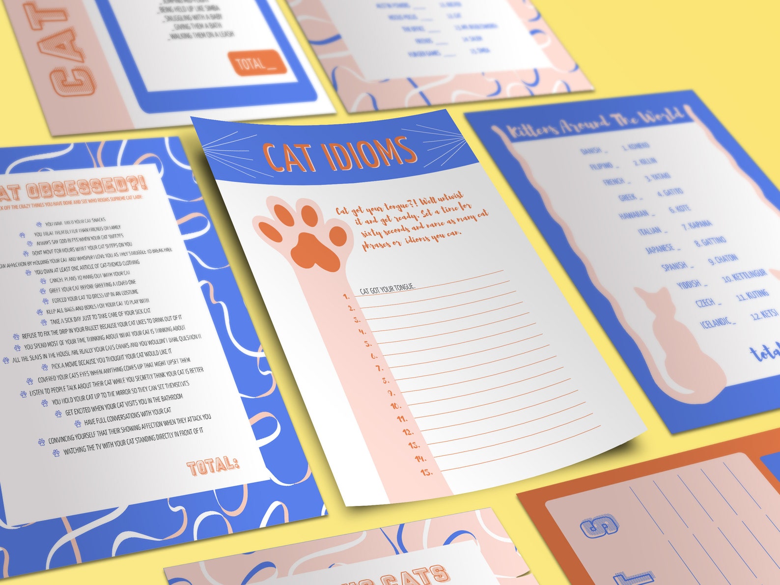 Printable Cat Games Party for Cat Mom Birthday Gift for Cat Etsy