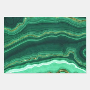 Christmas Wrapping Paper, Malachite Gift Wrap, Green & Gold Geode Paper Sheet, Marble Wrapping Paper, Luxury Holiday Set, Chrismukkah, Xmas image 6